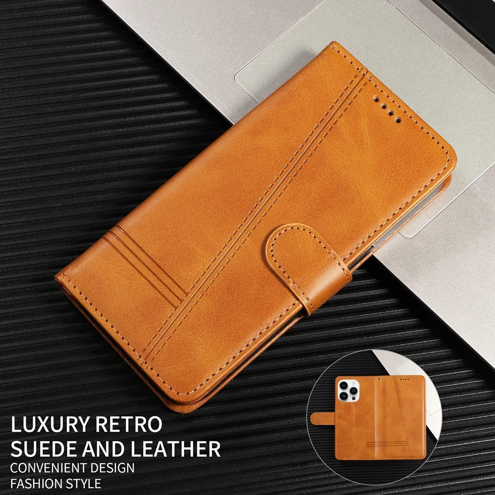 Premium Magnetic Leather Wallet Case with Card Slots and Cover