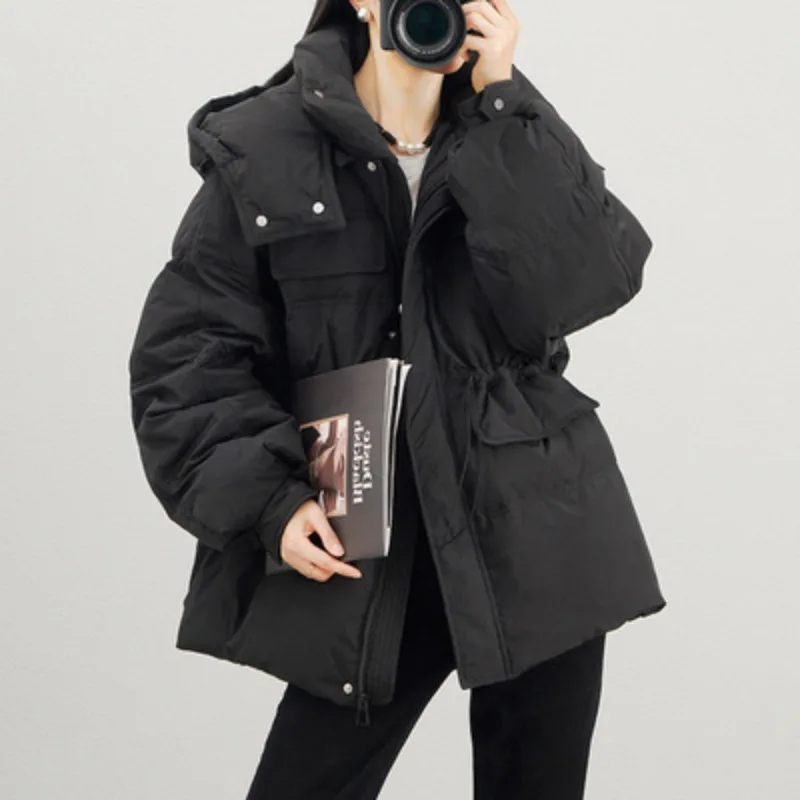 2023 New Women Down Jacket Winter Coat Female Short Parkas Loose Thick Warm Outwear Hooded Leisure Time Versatile Overcoat
