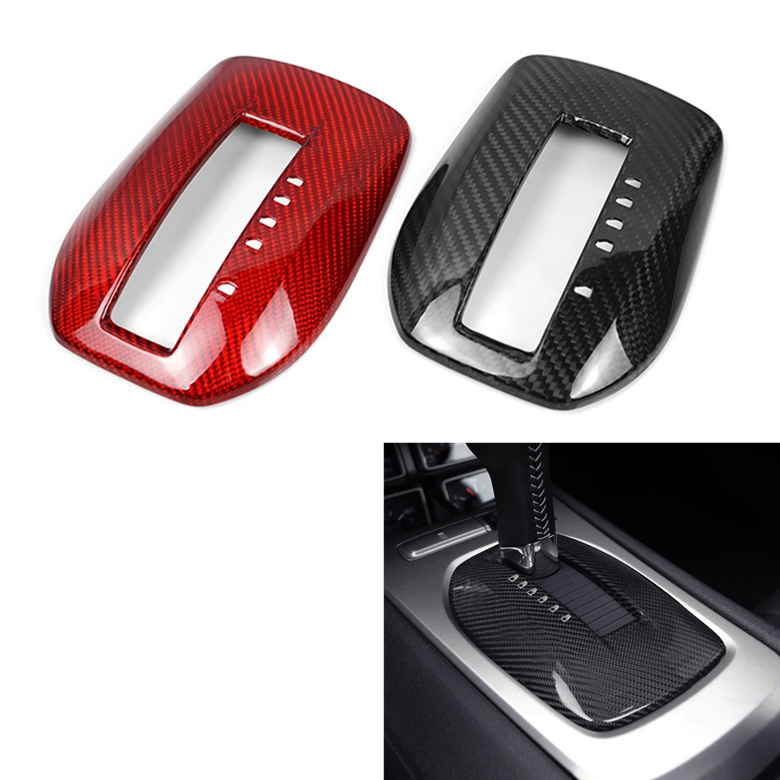 

For Chevrolet Camaro 2010-2015 2011 2012 2013 2014 Carbon Fiber Red/Black Car Console Gear Shift Panel Cover Trim Sticker Frame