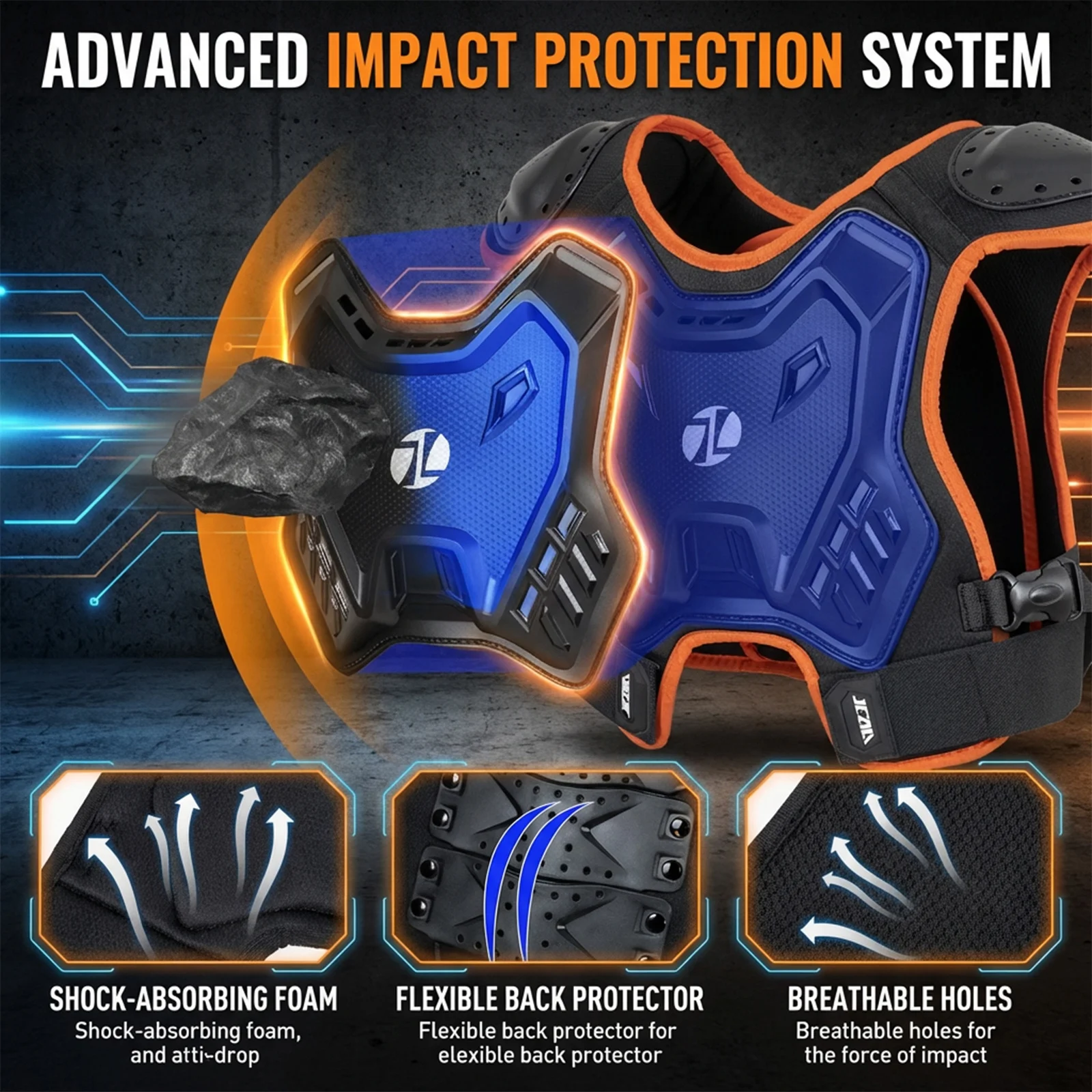 어린이용 오토바이 아머 조끼 보호대 모토크로스 바디 아머 조끼 키즈 오토바이 가슴 등 보호대 자전거 라이딩 아머 조끼