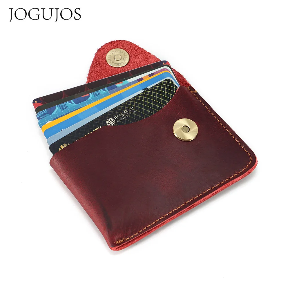 

JOGUJOS Genuine Leather Women Money Coin Purse Vintage Credit Card Holder Mini Storage Purses Unisex Wallet Travel Small Wallets