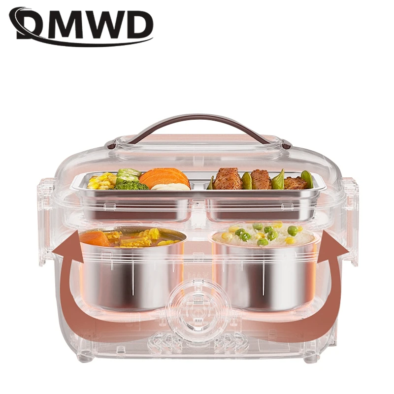 Portable Lunch Box Fast Heating Food Steamer Egg Boiler Electric Rice cooker Insulation 2 layer stainless steel Food Container 3