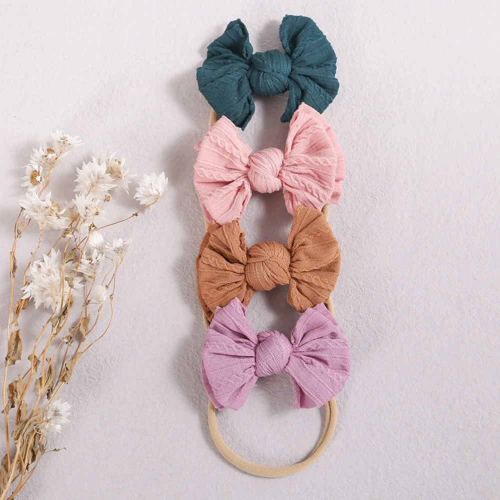 Baby Hairband for Girls Seamless Soft Elastic Nylon Hair Bows Children Cable Knit Head Band Kids Headwear Baby Hair Accessories