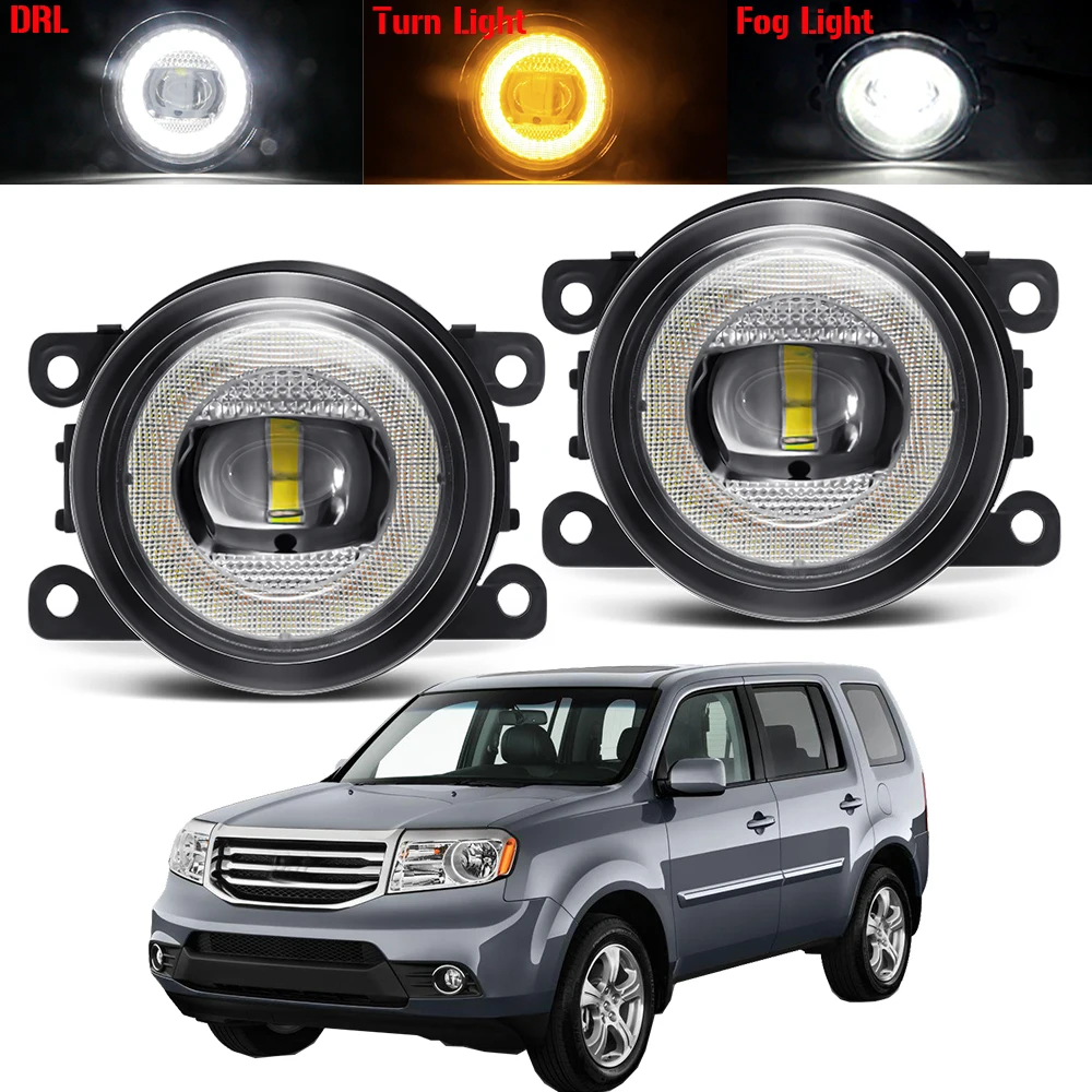 

2 X Car LED Fog Light Assembly H11 Angel Eye Fog Turn Signal DRL Daytime Running Lamp 30W 12V For Honda Pilot 3.5L V6 2012-2015