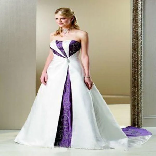 White And Purple Wedding Dress