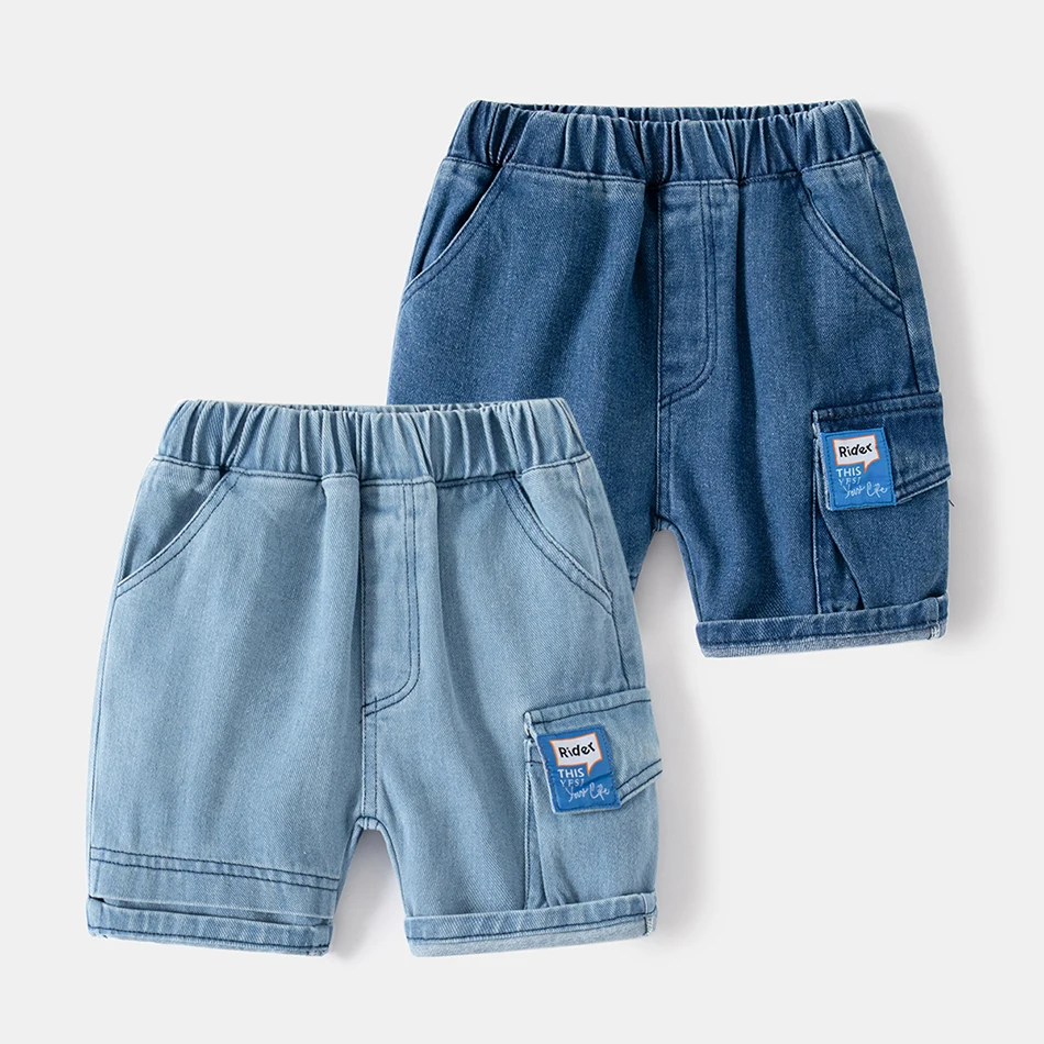 Boys Shorts Summer Boys Fashion Casual Jean Shorts Middle Waist Children's Cropped Pants 2-7Years Kids Cowboy Letters Short Pants