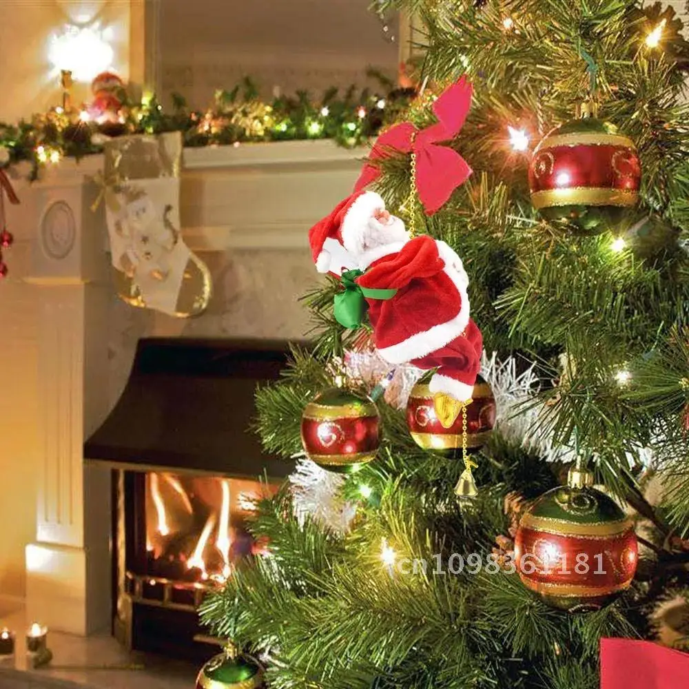 Electric Climbing Santa Christmas Ornament On Rope Ladder Christmas Tree Indoor Outdoor Hanging Decoration