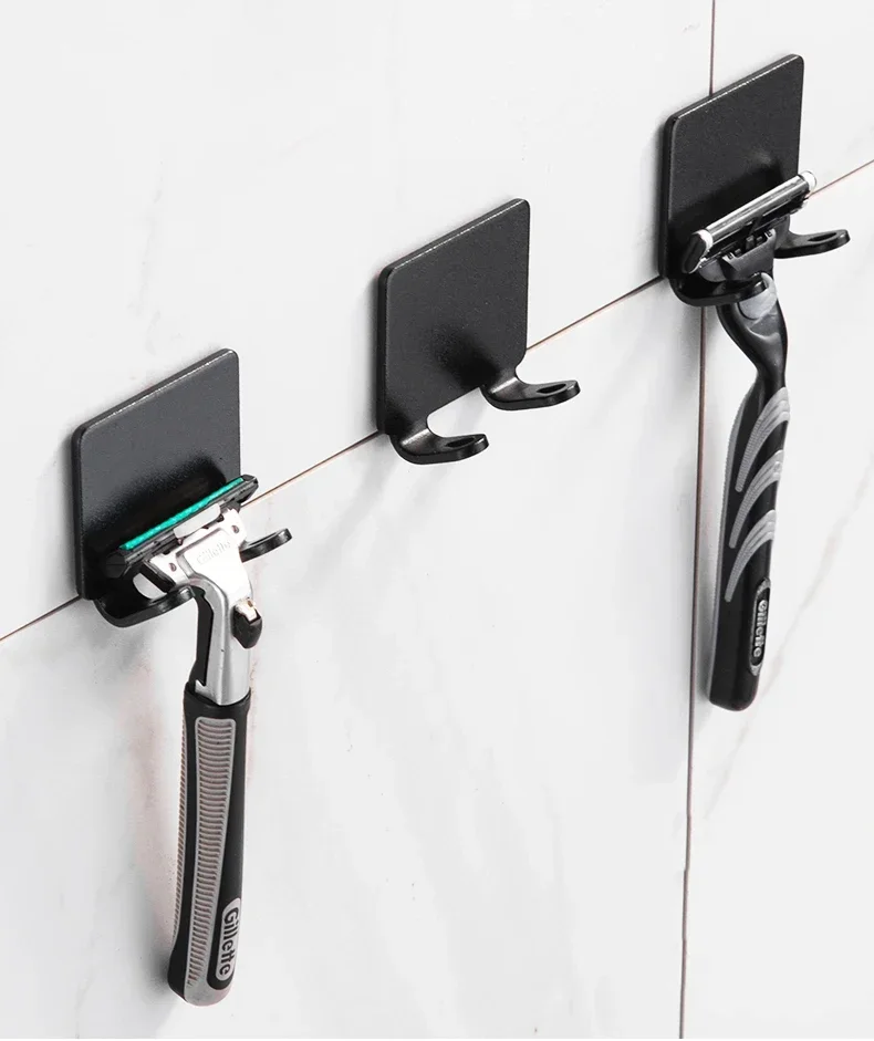 1/4X Bathroom Stainless Steel Razor Holder Storage Hook Wall Men Shaving Shaver Shelf Punch-Free Razor Rack Bathroom Accessories razor holder