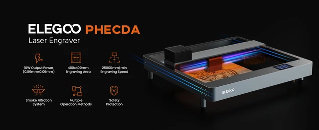 ELEGOO PHECDA Laser Engraver & Cutter with 10W Output Power 400mm 