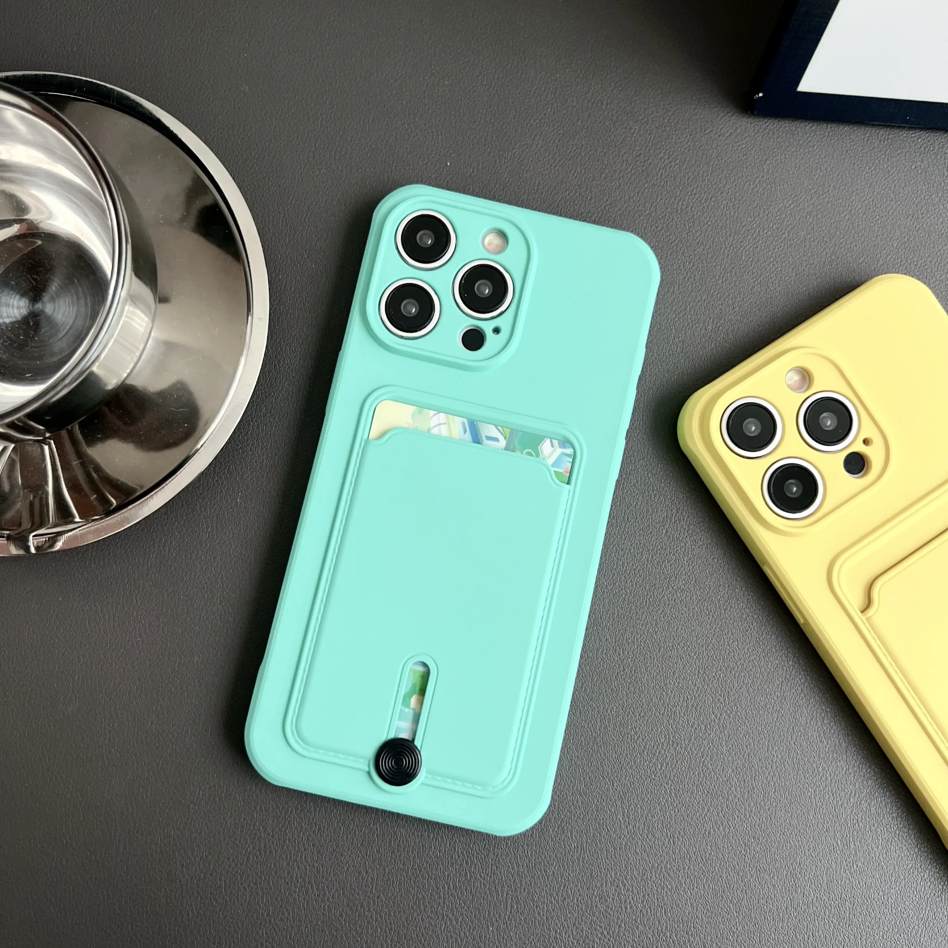 Sleek Shockproof Silicone Wallet Case with Push Card Holder