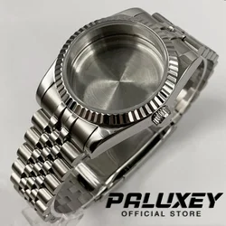 Deluxe Fluted Curved Sapphire Crystal Watch Case and Strap Band for 40mm ETA2824 PT5000 (Solid Back B)