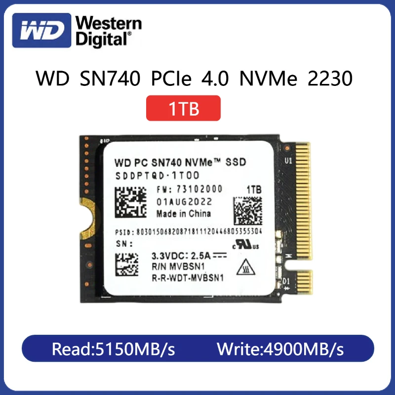 Nvme M2 2230 Ssd WD SN740 1TB M.2 2230 NVMe SSD - For Microsoft