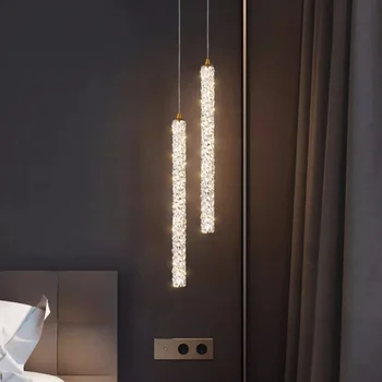 Bedroom Luxury K9 Crystals Pendant Lights Modern Dimmable Chandelier Hangng Lamp Lustre Led Luminarias Home Decor Lamp Fixtures