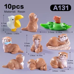 Set of 4 Otter Figurines for DIY Miniature Fairy Garden and Home Decor (10pcs Otters - b)
