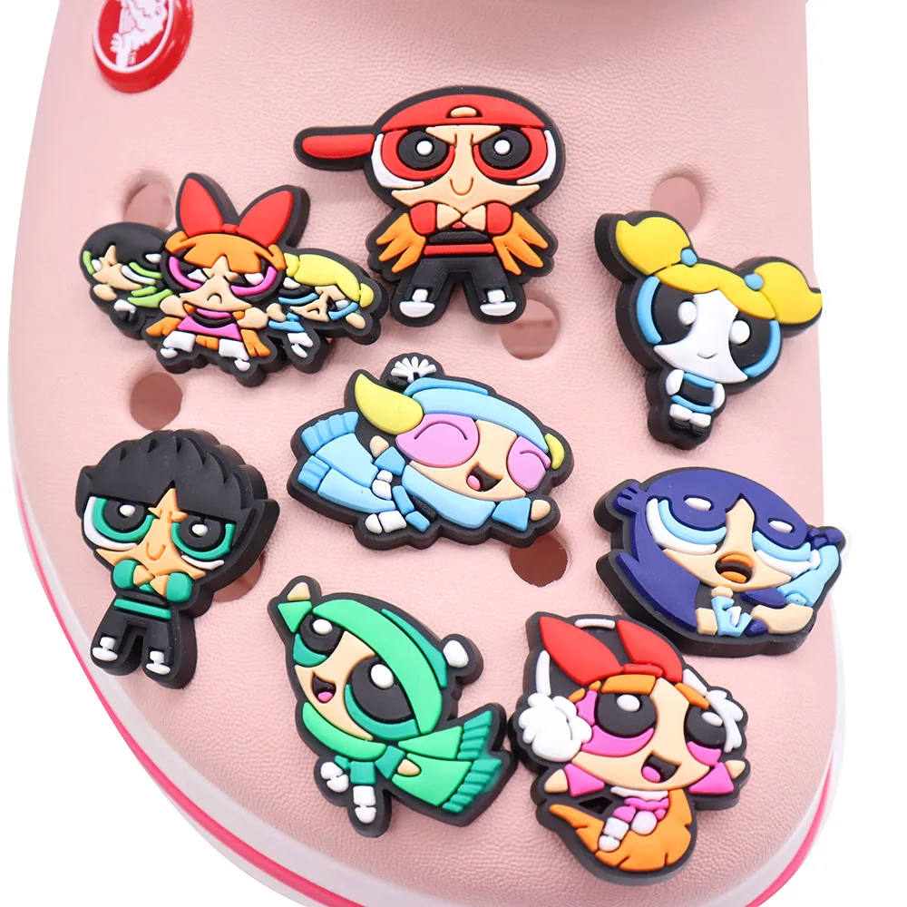 

Wholesale 50pcs PVC Shoe Charms The Powerpuff Girls Blossom Bubbles Buttercup Accessories For Croc Jibz Kids Party Present