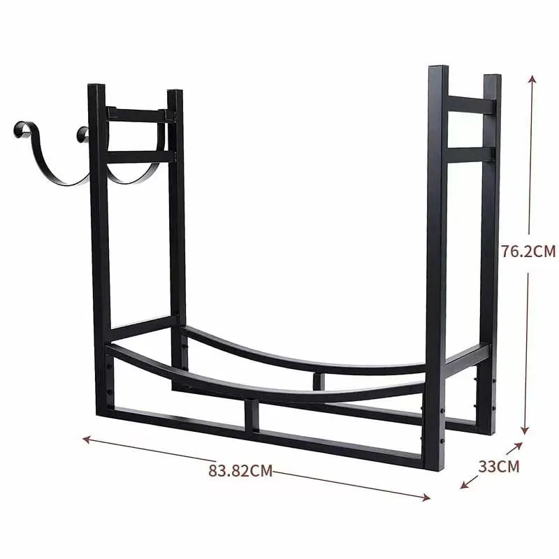 Superior Wood Storage Stacking Rack Black Wrought Iron Firewood Storage Rack Heavy Duty Iron Log Holder Fireplace Tools Set
