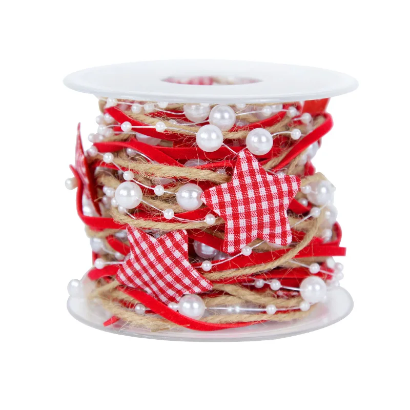 thumbnail image 1 of 1/2M Cinta navideña decorativa Cadena de cuentas de estrella Cinta Adorno para árbol de Navidad Caja de regalo navideña DIY Embalaje Año Nuevo 2023 Natal, 1 of 5