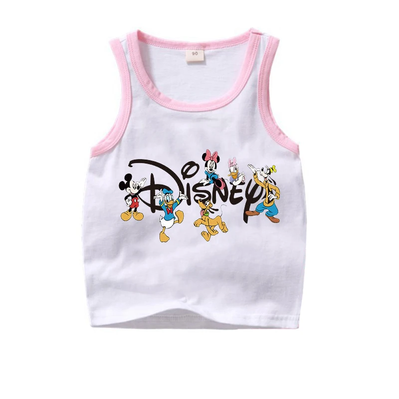 Summer Kids Baby Clothes Set Causal Disney Cartoon Print Sleeveless Baby Tops+Baby Shorts 2pcs Sport Suit Girls Clothing Set newborn baby clothing gift set