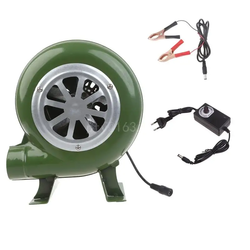 BBQ Fan Barbecue Blower Air Hand Metal Fan BBQ Mini Blacksmith Forges Blower 3-12V with Air Duct Camping Outdoor