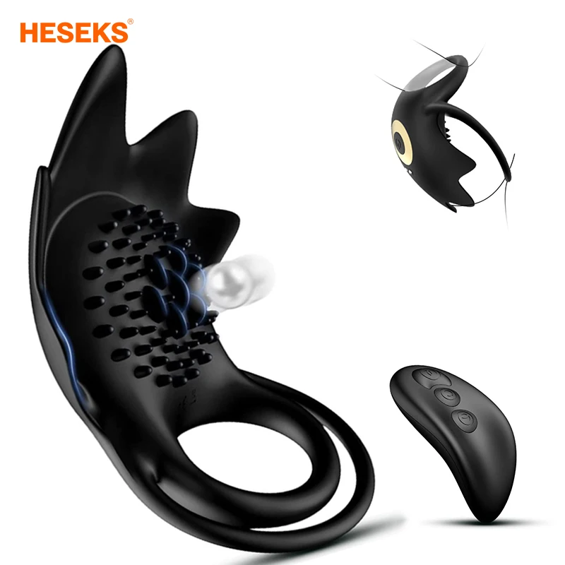 Anelli HESEKS per coppia, massaggiatore per la stimolazione del corpo femminile con 10 modalità di vibrazione, ricaricabile tramite USB, gioco per adulti, intimo_voghion.com