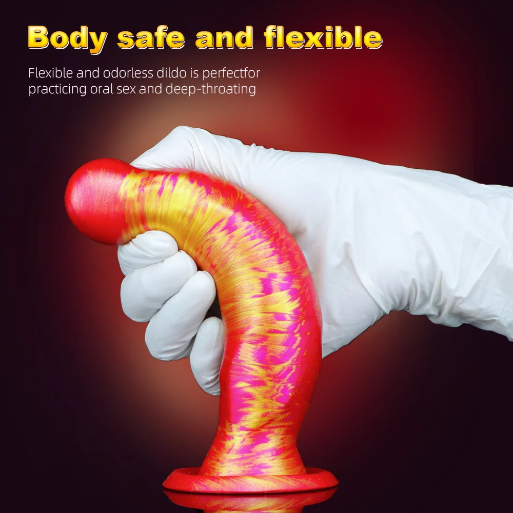 Liquid Silicone Realistic G Spot Dildo Suction Cup Hands-Free Play Sex Toys For Women Men Couples