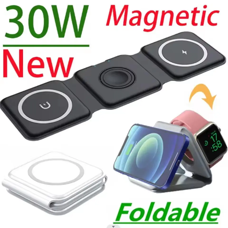 3 in 1 magnetic wireless charger fast charging dock station for iPhone Apple Watch AirPods