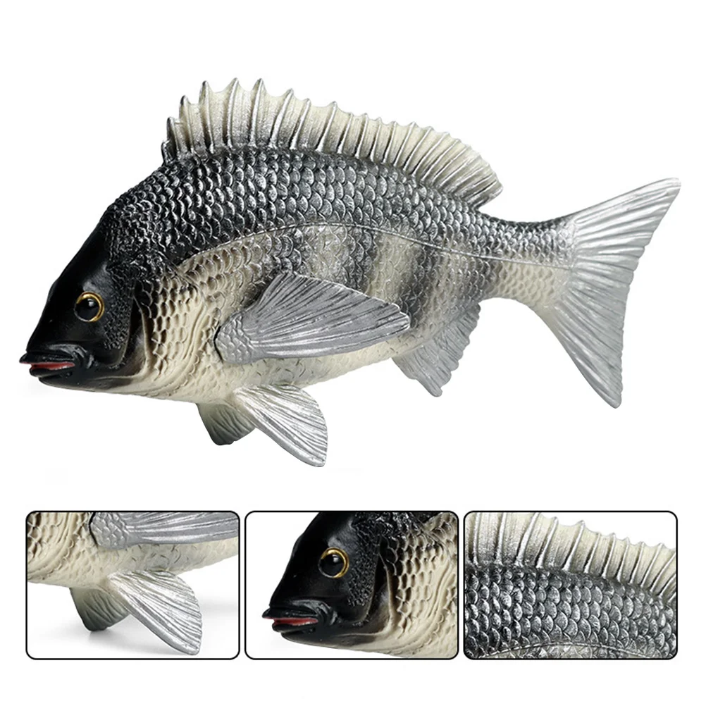 

Ornamental Fish Simulation African Crucian Carp Child Models Black Snapper Figurine Toy Plastic Animal