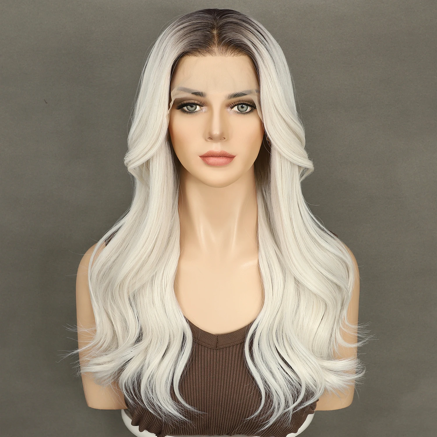 2024-13x4-synthetic-lace-front-wig-ash-white-dark-roots-transparent-lace-daily-wear-heat-safe-premium-synthetic-wig