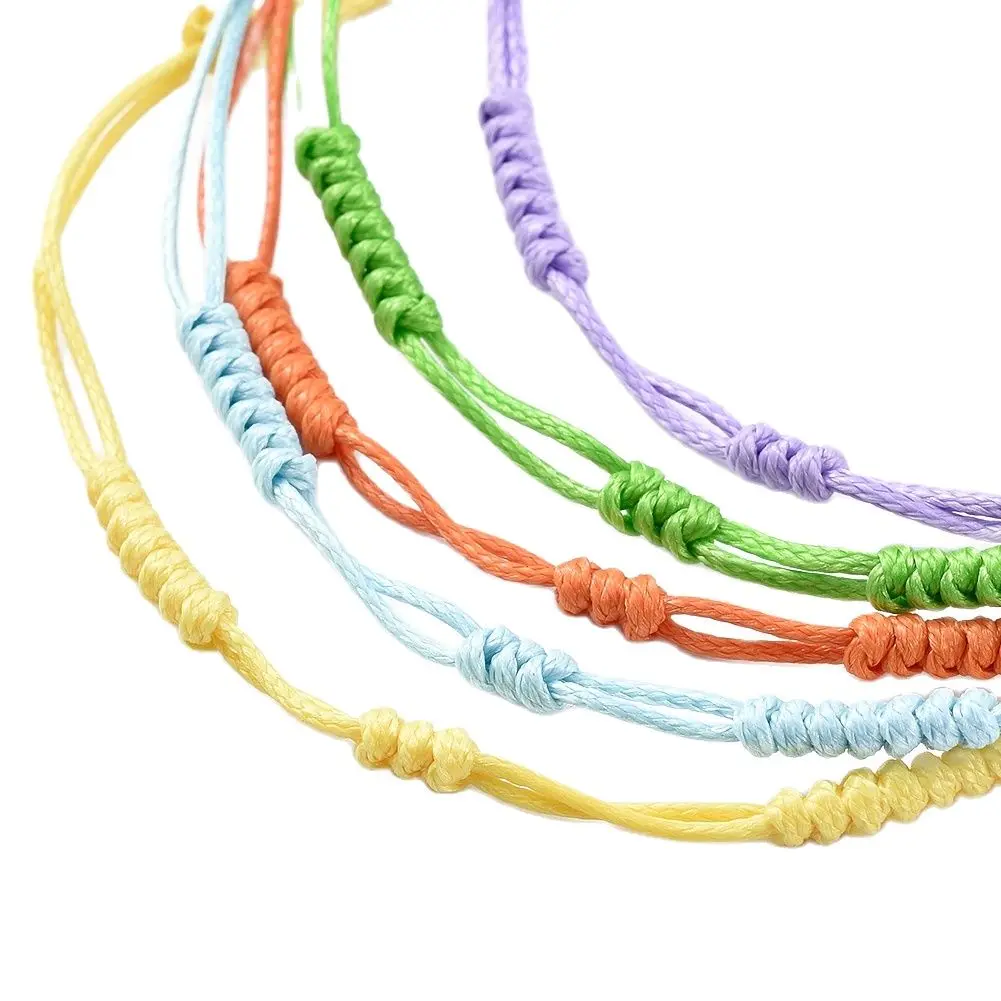 Kissitty 15 Sets Simple Braided Waxed Cord Adjustable Rope Chain Braid Bracelets For DIY Bracelet Making Women Handmade Gift