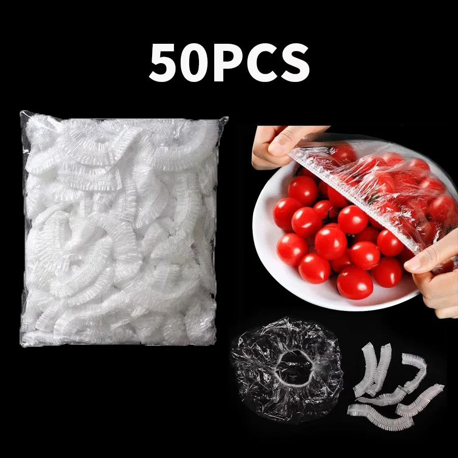 Disposable Elastic Food Covers - Plastic Kitchen Preservation Bags (50/100/500 Pack)