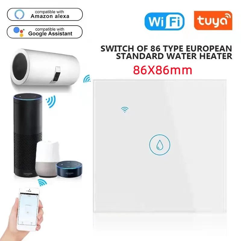 

EU Tuya WiFi Smart Switch Water Heater Switches Luxuray Glass Voice Touch Panel Timer Alexa Google Home Wifi Sensor Smart Switch