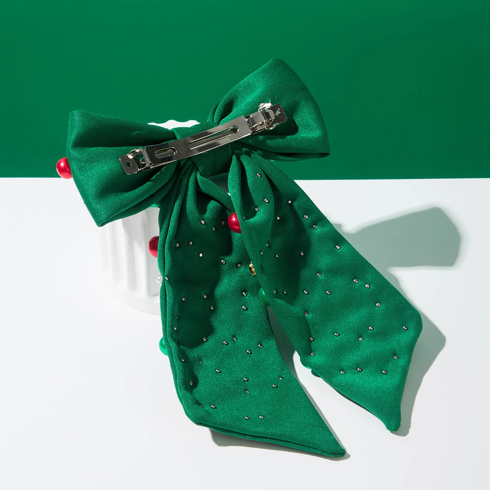 Festive Red Velvet Bow Headband with Glittery Snowflake Detail for Women and Girls - Christmas Hair Accessories for Holiday