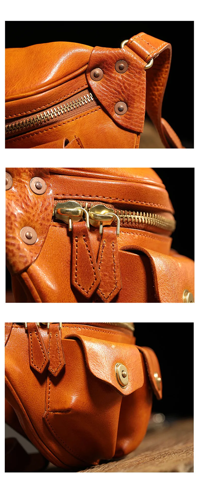 Retro fashion high quality real leather men's multi-pocket chest bag outdoor daily summer hot sale first layer cowhide belt bag