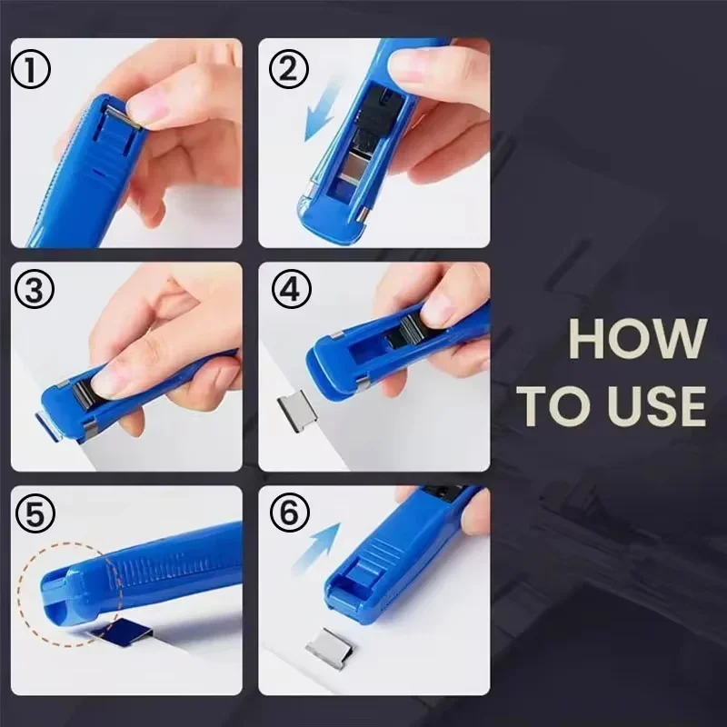 Push Stapler Metal Stapler Document Push Clamp Binder Stationery Clip Stapler Multifunction Paper Storage Artifact School Office Supplies Metal Clip Holder