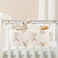 Baby Crib Organizer Multi-Purpose Bed Storage Bag 2 Pockets Bedside Hanging Diaper Nursery Organizer for Diapers Toys Clothing 2