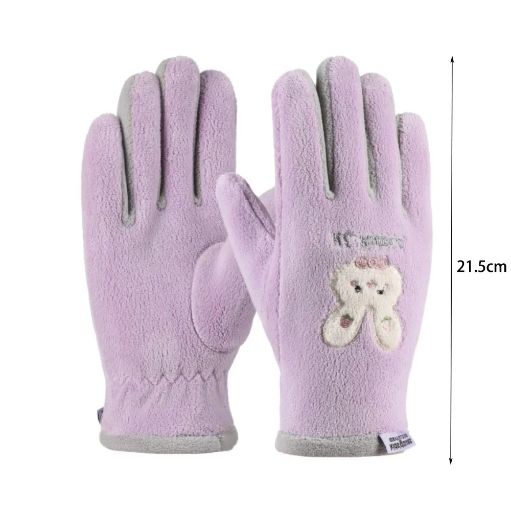 New Cute Bear Ski Gloves Windproof Winter Gloves Coldproof Polar Fleece Cycling Mittens Boys and Girls