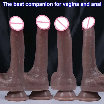 New Arrivals Black Dildo Realistic Big Penis Double Layer Silicone Adults Sex Toys Suction Cup Dick For Vagina Anal Masturbators 4