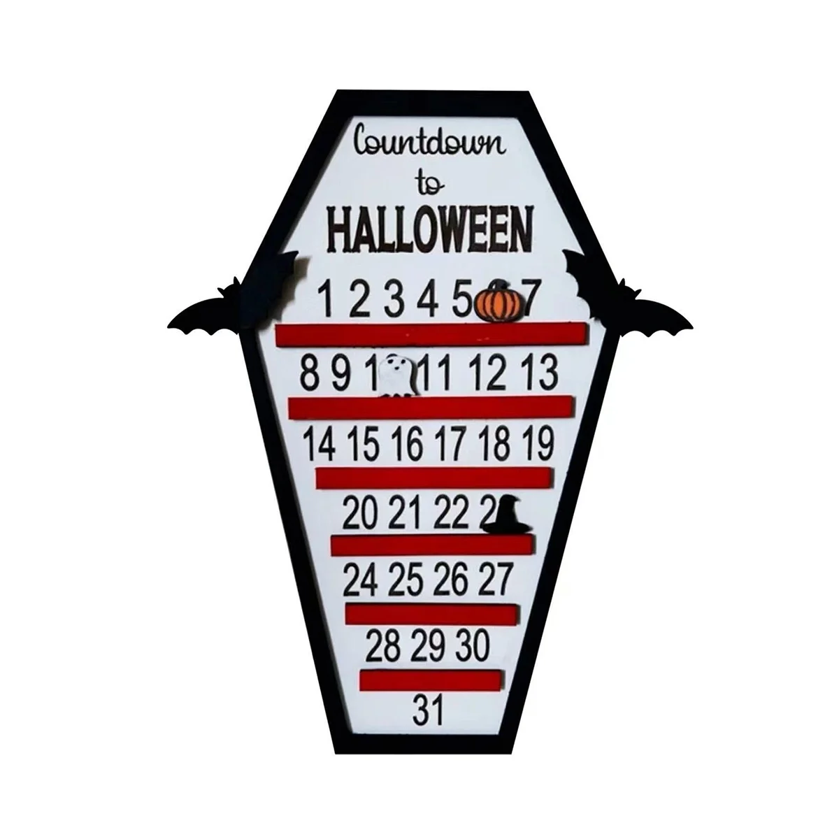 

Календарь для Хэллоуина, 31 день, календарь для Хэллоуина с гроб, календарь с обратным отсчетом, календарь с тремя отделениями