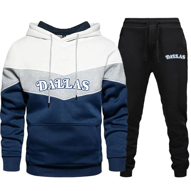 Men's Splicing Hoodies+Sweatpants 2PCS Jogging Set Male Fashion Print Tracksuit Hooded Set Casual Jogging Sportwear custom your logo 2pcs set sexy women tracksuit sportwear sleeve crop top pants outfit workout gym fitness athletic women clothes