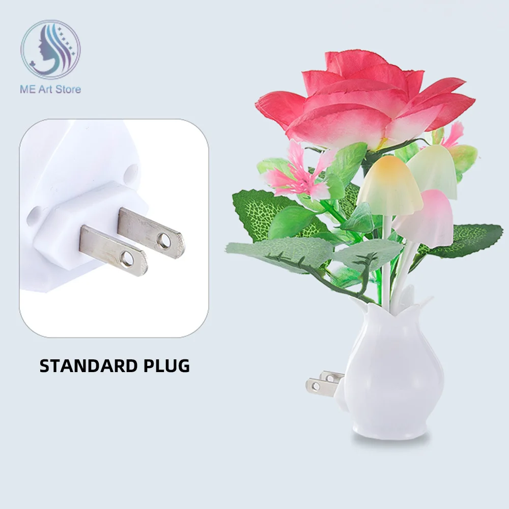 Colorful Luminous Vase LED Night Light US Plug Induction Dream Luminaria Lamp 3 LED Children's Bedroom Sleep Creative Gift Light