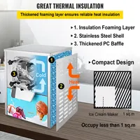 VEVOR Machine à crème glacée dure 1400W Machine à crème glacée commerciale 16-20L/H Machine à crème glacée professionnelle en acier inoxydable 5