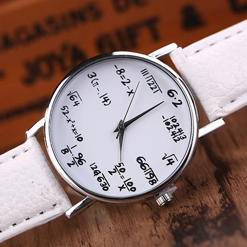 Quartz Watches real	 Women's Men's Fashion Clock Math Formula Equation Dial Faux Leather Female Quartz Wrist Watch New Unisex reloj mujer Quartz Watches fake