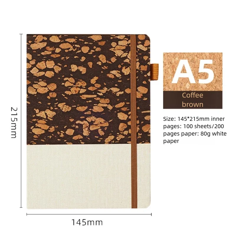 Eco-Friendly Recycled Cork and Straw Minimalist Notebook