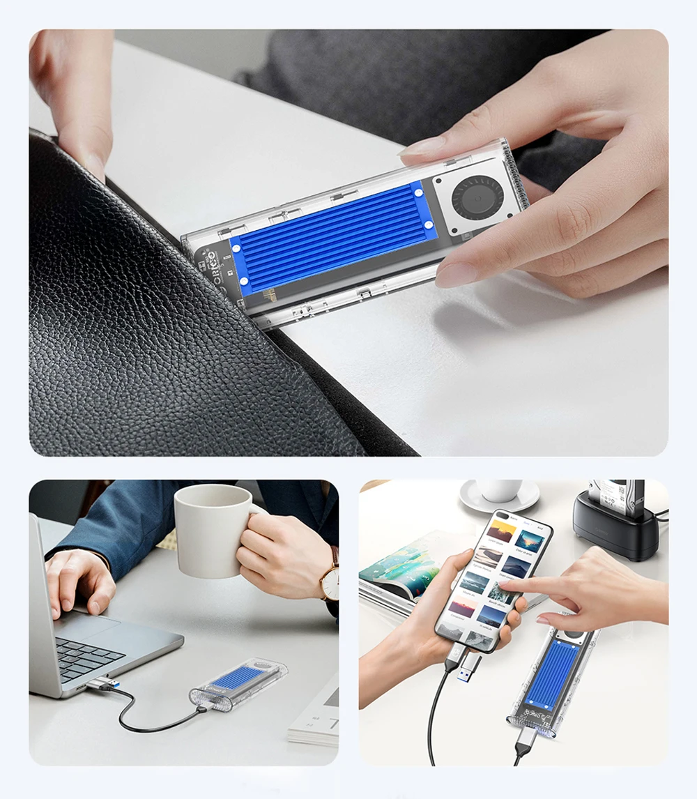 Nvme Ssd Case Enclosure 20gbps Usb 3.2 Gen 2x2 com Ventoinha 4tb para Pcie m Key Orico-m.2 - Imagem 4