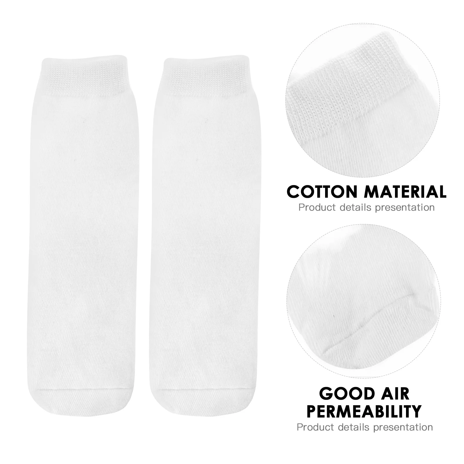 

6 Pairs Polyester Socks Sublimation Double-sided Printing Printable Straight White DIY Elastic
