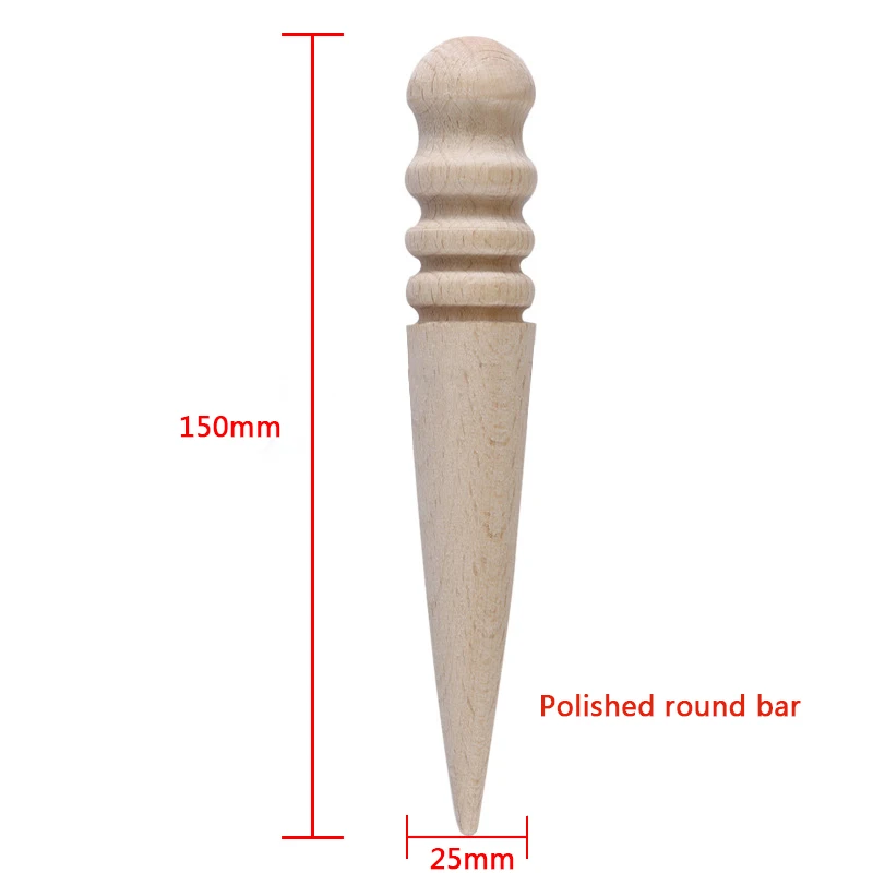 Multi-Size Wood Slicker Leather Solid Wood Round Burnishing Edge for Polished Edge Leather Craft Working Tool