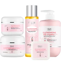 AILKE Kit de glutathion et de vitamine C, avec lotion blanchissante, crème hydratante, savon éclaircissant, huile spa, crème pour le corps scintillante 1