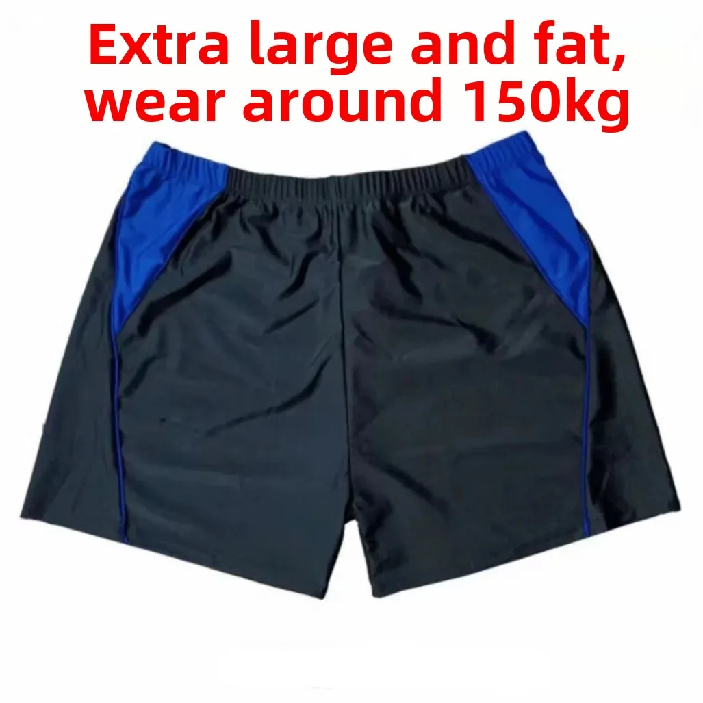 Plus Size Flat Angle Swimming Trunks Men's Beach Hot Spring Simple Solid Color Swimwear Equipment for plus Size Men up to 300 Po