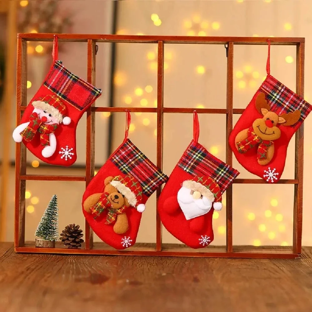 Mini Christmas Hanging Stockings Xmas Tree Ornaments Pendant Small Boots Children New Year Candy Bag Santa Claus Gift Sock Decor christmas stockings
