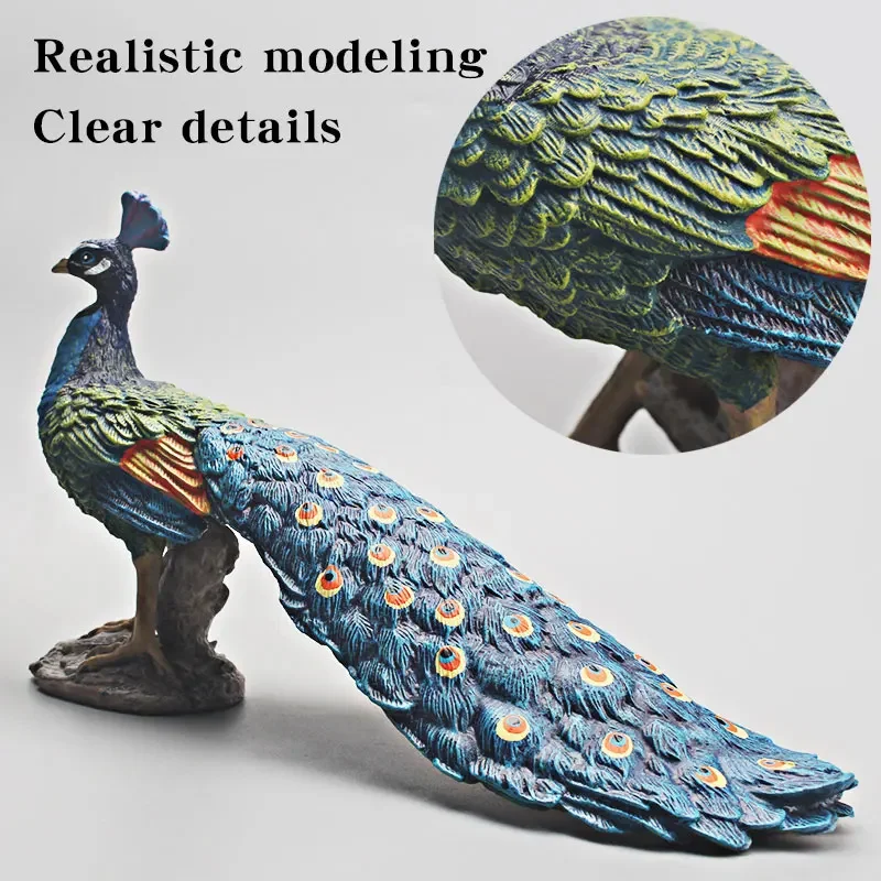 Children Toys Simulation Peacock Animal Model Baby Early Animal Cognition Montessori Education Puzzle Toy Static Household Decor 5